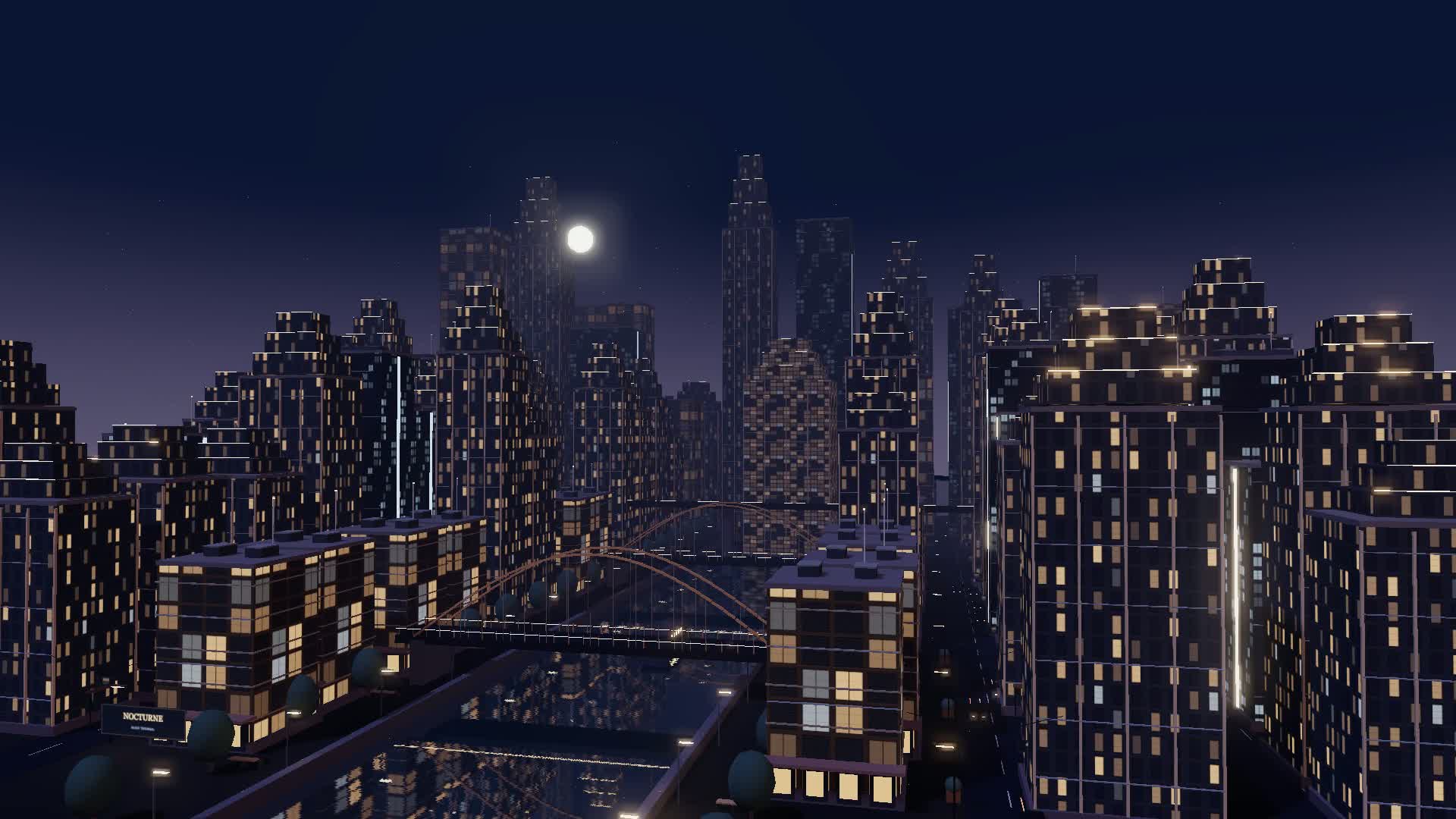 音楽に合わせて生まれる水辺の夜景